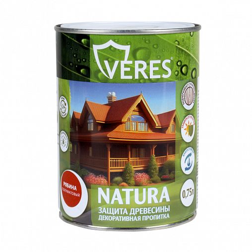 Декоративная пропитка для дерева Veres Natura, полуматовая, 0,75 л, рябина фото