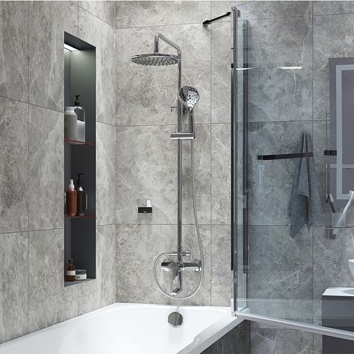 Душевая система с тропическим душем IDDIS Ray, хром фото