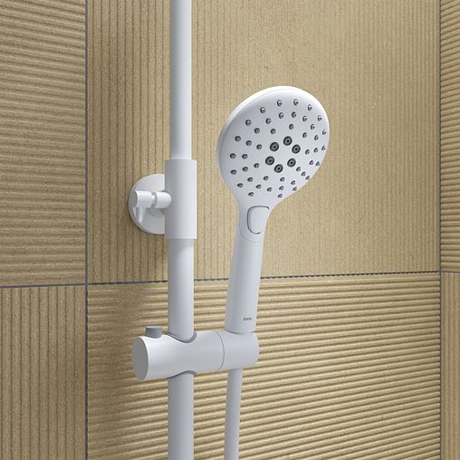 Душевая система с тропическим душем IDDIS Ray, белая матовая фото