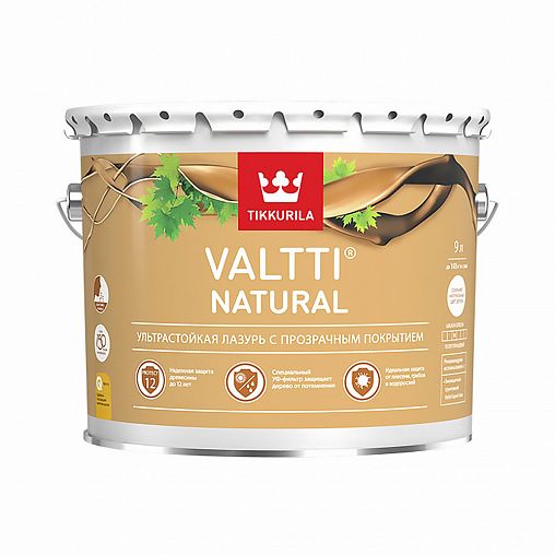 Ультрастойкая лазурь Valtti Natural (Валтти Нэйчурал) TIKKURILA, 9 л, бесцветная фото
