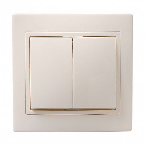 Выключатель двухклавишный встраиваемый IEK Кварта ВС10-2-0-Км, керамика, 10 А, кремовый фото