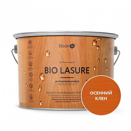 Пропитка для дерева водоотталкивающая Elcon Bio Lasure, 9 л, осенний клен фото
