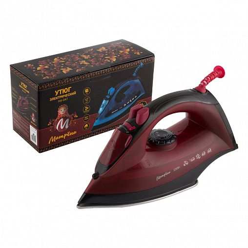 Утюг Матрена MA-047, 2200 Вт, подошва из нержавеющей стали, вишневый фото