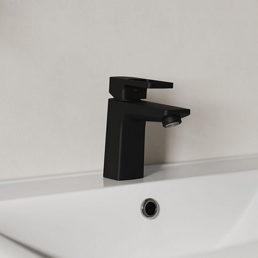 Смеситель для раковины с коротким изливом IDDIS Bild, черный матовый фото