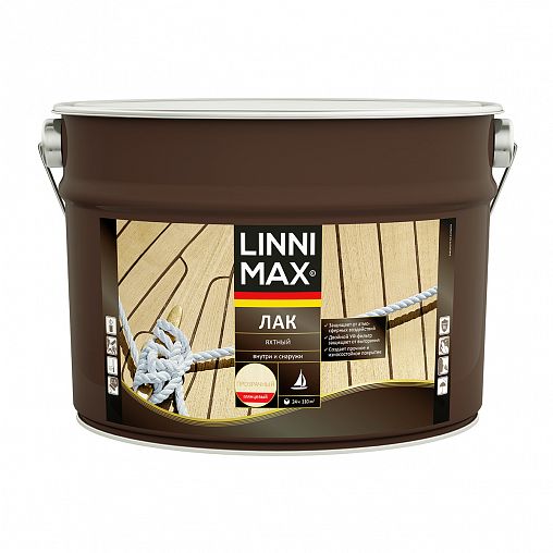 Лак яхтный Linnimax, алкидно-уретановый, глянцевый, 9 л фото Лак яхтный Linnimax, алкидно-уретановый, глянцевый, 9 л фото