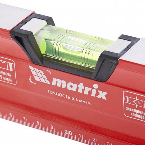 Уровень магнитный алюминиевый Matrix, фрезерованный, 3 глазка (1 зеркальный), 1000 мм фото