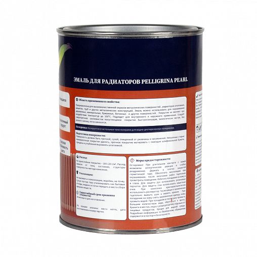 Эмаль для радиаторов Pelligrina Pearl, акриловая, полуглянцевая, белая, 0,9 кг фото