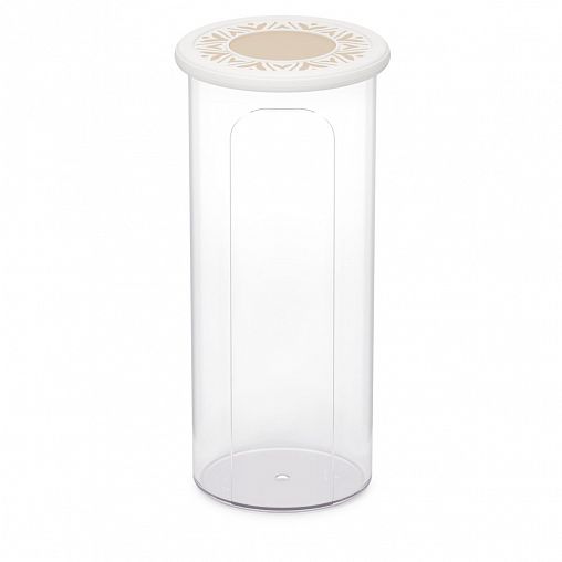 Емкость для сыпучих продуктов Альтернатива Эстетика, круглая, 2,2 л, бело-бежевая фото