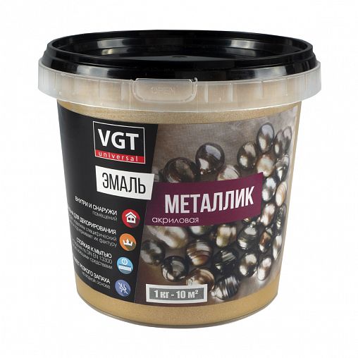 Эмаль универсальная VGT ВД-АК-1179 металлик, 1 кг, золото фото