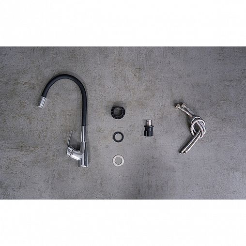 Смеситель для кухни Lemark Linara LM0415C-Black, с гибким изливом, хром/черный фото