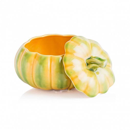 Блюдо сервировочное Bordallo Pinheiro Тыква, с крышкой, керамическое, 17,5 x 14 см фото