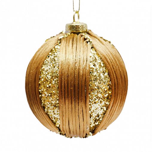 Елочный шар, с веревкой, d 8 см, золото фото