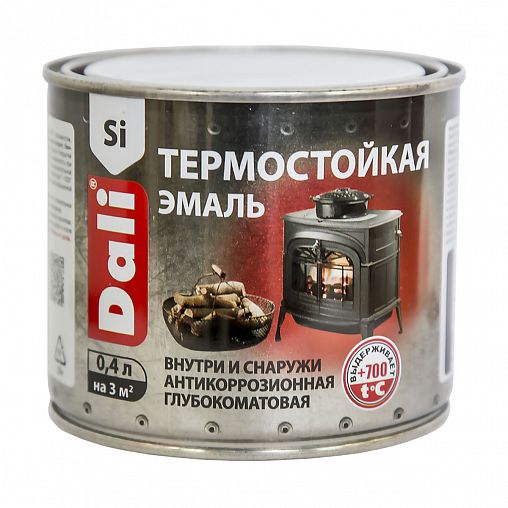 Эмаль термостойкая Dali, матовая, серебро, 0,4 л фото