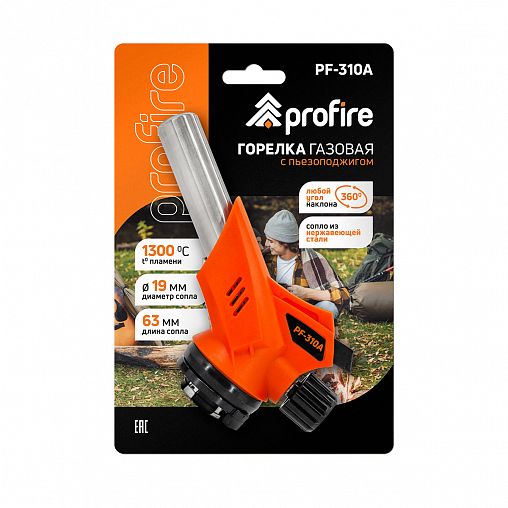 Горелка газовая портативная Profire PF-310A, с пьезоподжигом фото