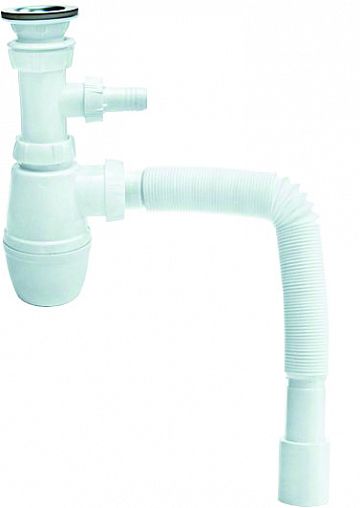 Сифон бутылочный Wirquin Минор с выпуском 1 1/4" x 40 мм, с отводом для стиральной машины фото