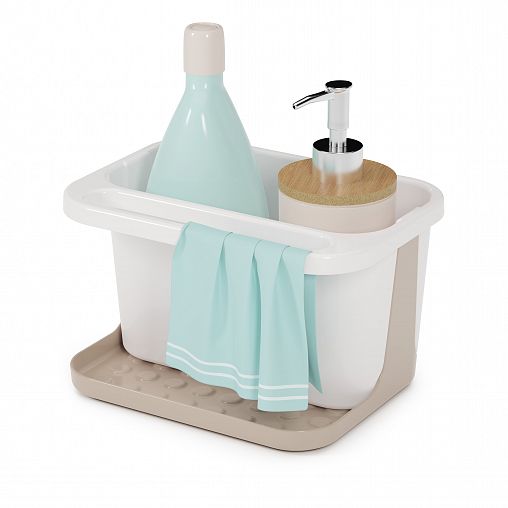 Подставка для моющих средств Альтернатива, 21,5 x 15 x 13 см, бело-бежевая фото