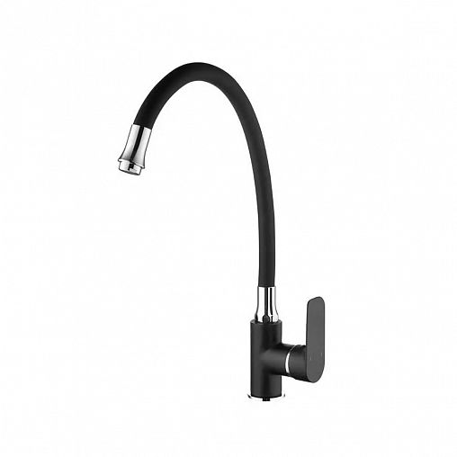 Смеситель для кухни Fashun A4082-7, с гибким изливом, черный/хром фото