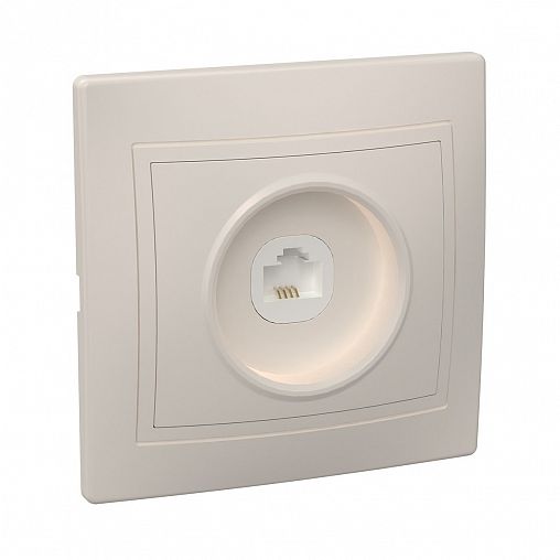 Розетка телефонная встраиваемая RJ11 IEK Кварта, IP20, кремовая фото