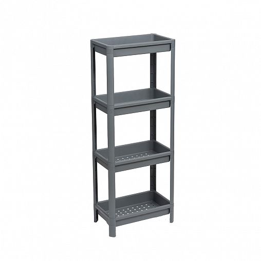 Этажерка Violet Vikea, 4 полки, 390 x 234 x 1007 мм, пластик, серая фото