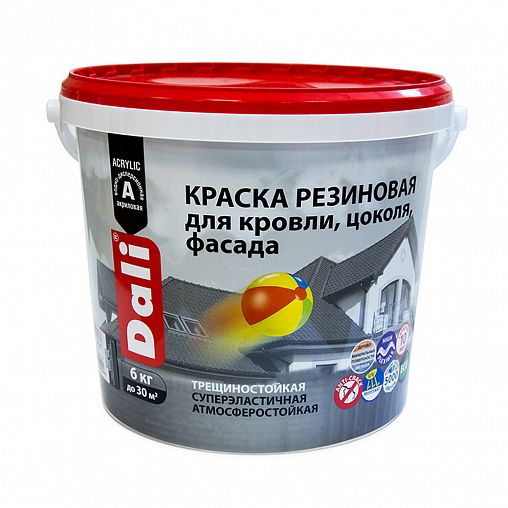Краска резиновая Dali, глубокоматовая, 6 кг, RAL 7024, серый графит фото