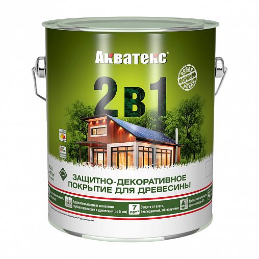 Защитно-декоративное покрытие для дерева Акватекс 2 в 1, полуматовое, 2,7 л, махагон фото