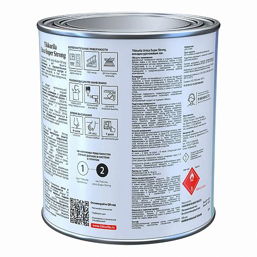 Лак уретано-алкидный Tikkurila Unica Super Strong 20, полуматовый, база EP, бесцветный, 2,7 л фото