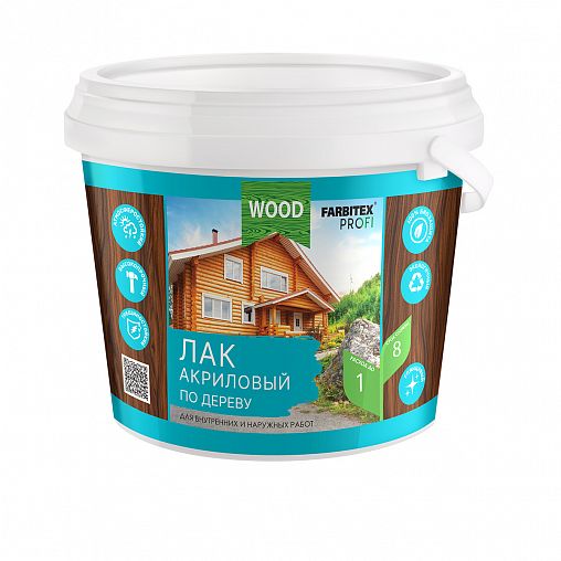 Лак для дерева Farbitex Profi Wood, акриловый, глянцевый, 0,9 л фото