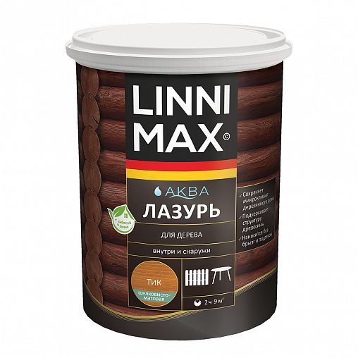 Защитная лазурь для дерева Linnimax Аква, 0,9 л, тик фото