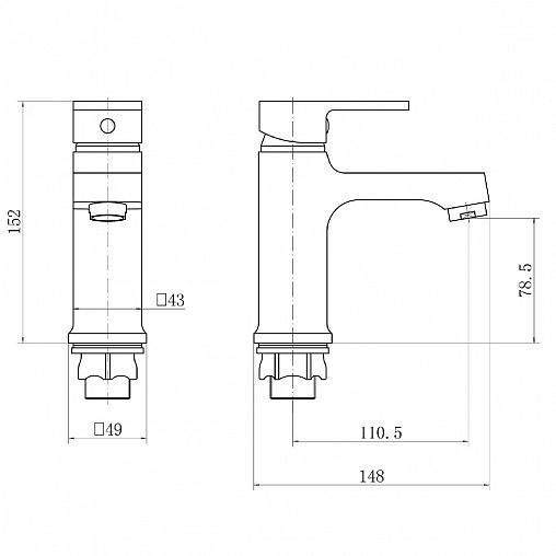 Смеситель для раковины с коротким изливом PLStart PD10031, хром фото
