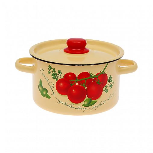 Кастрюля эмалированная СтальЭмаль с крышкой, 1,5 л, с декором фото