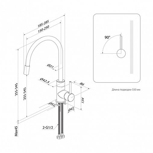 Смеситель для кухни IDDIS Kitchen 360, с гибким изливом, черный матовый фото