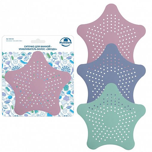 Ситечко для ванной Мультидом Звезда, резиновое с присосками, d 15 см фото