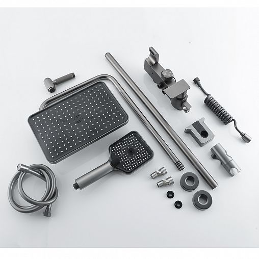 Душевая система с тропическим душем Профсан ПСМ-900-82GA, со смесителем, графит фото