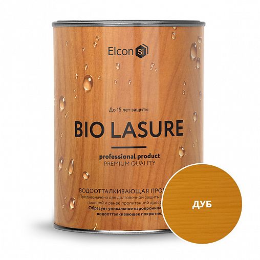 Пропитка для дерева водоотталкивающая Elcon Bio Lasure, 0,9 л, дуб фото