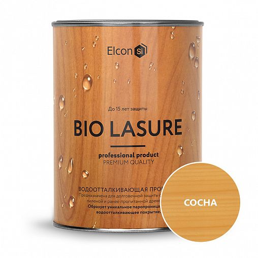 Пропитка для дерева водоотталкивающая Elcon Bio Lasure, 0,9 л, сосна фото