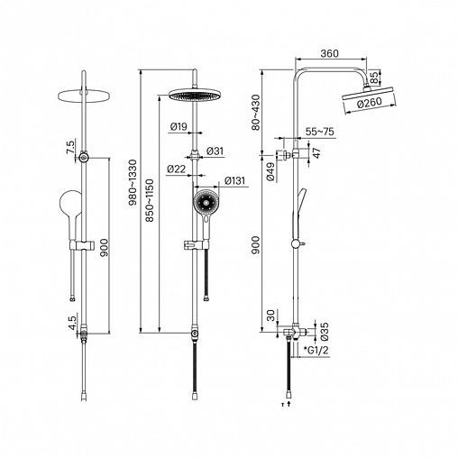Душевой комплект IDDIS SpaHome (стойка, лейка, шланг, держатель), хром фото