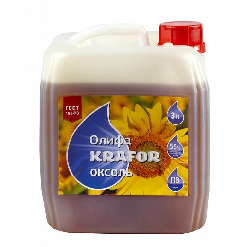 Олифа Оксоль Krafor, для деревянных и металлических поверхностей, 3 л ...