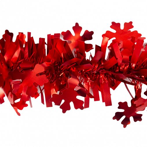 Мишура, со снежинками, 9 x 200 см, красная фото
