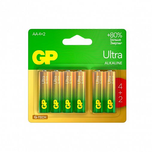 Батарейка GP Ultra Alkaline G-Tech 15AUA214/2-2CRSBC6, типоразмер АА, 6 шт фото