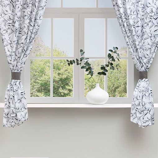 Шторы для кухни Доляна Plant leaves, с подхватами, 146 x 180 см, 2 шт фото