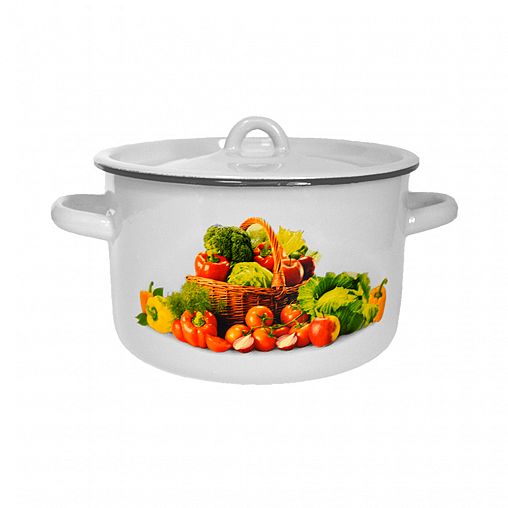 Кастрюля эмалированная СтальЭмаль с крышкой, 7 л, с декором фото