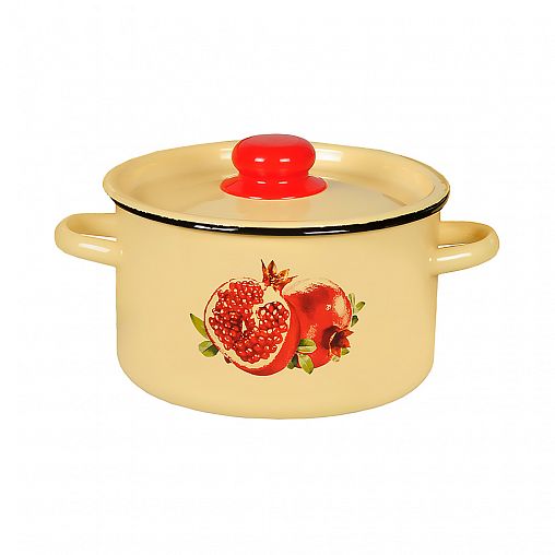 Кастрюля эмалированная СтальЭмаль с крышкой, 1,5 л, с декором фото