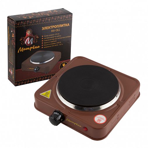 Плита электрическая настольная Матрена МА-061, 1 конфорка, 1000 Вт, чугун фото