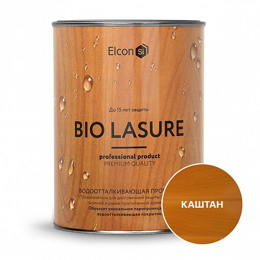 Пропитка для дерева водоотталкивающая Elcon Bio Lasure, 0,9 л, каштан фото
