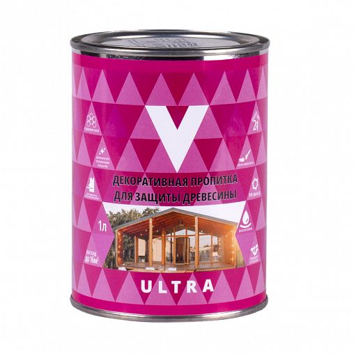 Декоративная пропитка для дерева V Ultra, шелковистая полуматовая, 1 л, белая фото