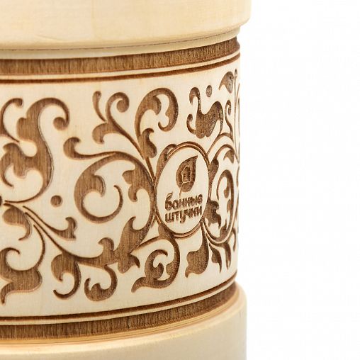 Кружка точеная с выжигом Банные штучки Бочонок, липа, 0,5 л фото