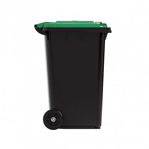 Бак для мусора Альтернатива, на колесах, 240 л, черно-зеленый фото
