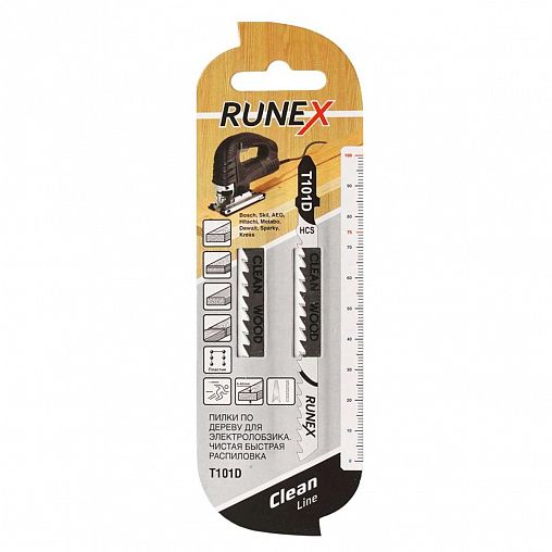 Пилки для электролобзика по дереву Runex T101D, 100 мм, 2 шт фото