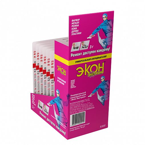 Клей секундный Экон Экстрим 3001040, 3 г в шоубоксе фото