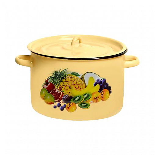 Кастрюля эмалированная СтальЭмаль с крышкой, 7 л, с декором фото